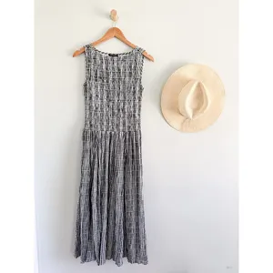 J.Crew | NWT Lina Smocked Midi Dress in Black White Gingham | Sz XS thumbnail 2