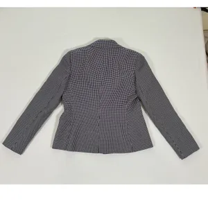 Le Suit Womens Navy Blue White Houndstooth Two Button Blazer Jacket Size 6 thumbnail 2