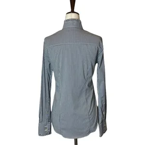 Peter Millar Black And White Gingham Long Sleeve Button Down Ruffle Trim Top XS‎ thumbnail 2