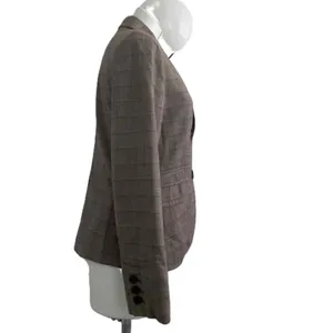 GAP Vintage 90s Wool Blazer Academia Brown Check Y2K thumbnail 5