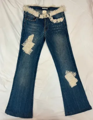 Alberto Makali Y2K Lace Rhinestone Bootcut Jeans Size 4 thumbnail 2