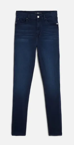 7 For All Mankind High Waist Skinny Jeans Dark Indigo Blue Size 28 Stretch Denim thumbnail 1
