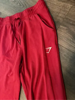 Gymshark Burgundy Joggers with Logo medium thumbnail 2
