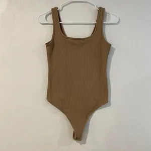 Abercrombie & Fitch Soft A&F Ribbed Bodysuit Tan Beige Size M thumbnail 2