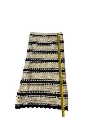 Freshman 1996 Crochet 2 Piece Maxi Skirt Set L Black Ivory Boho Coachella thumbnail 8