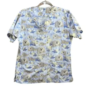 Uniform Advantage Womens Small Seal Scrub Top Print Pediatric Novelty Nursing thumbnail 1