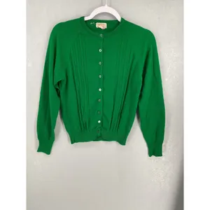Fully Fashioned Womens Cardigan Green Cable Knit Button Front Size 36 thumbnail 2