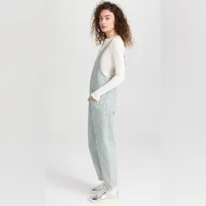 Free People Intown Mint Striped Jumpsuit Size Small NWT‎ thumbnail 2