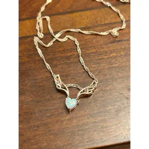 Fire opal 18k rose gold plated guardian angel pendant necklace 16 inch h63 thumbnail 4