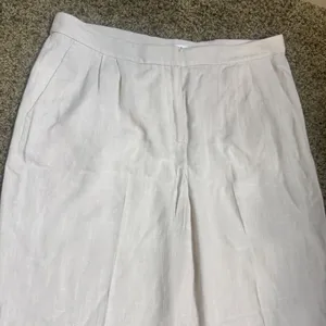 Bar III Pants Womens 16 cream Linen Blend‎ Wide Leg Career pleated high rise thumbnail 2