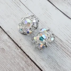 Vintage Clip On Earrings Iridescent 5/8" thumbnail 4