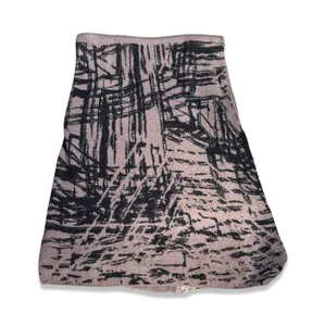 Neutral Taupe Beige Abstract Art Knit Shawl Wrap Poncho Scarf Lightweight‎ Layer thumbnail 9