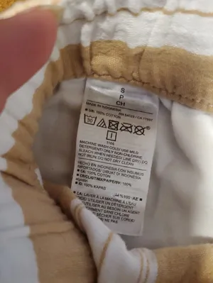 Old Navy Tan and White Striped High-Waist Drawstring Shorts thumbnail 3