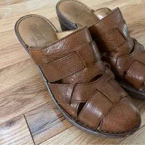 Born Pollina Platform Mules Clogs Brown Woven Leather Size 10 thumbnail 3