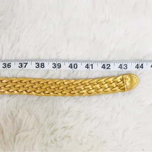 VINTAGE 90s Gold Metallic Woven Leather Belt Braided‎ Y2K Retro Medium Large thumbnail 10