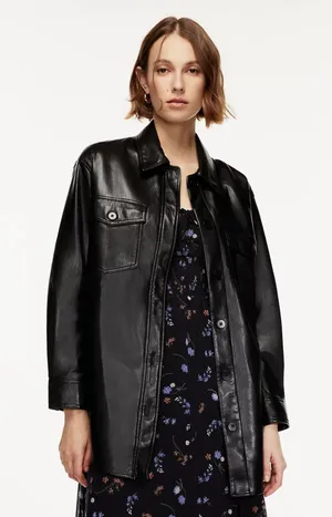 Aritzia Leather Shirt Jacket thumbnail 1