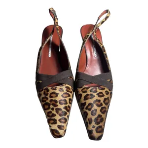 Donald J Pliner Leopard Print Mule Pointed Toe Kitten Heel Fur Size 10 Secretary thumbnail 2