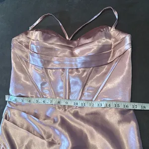 Pink Full Length Prom Party Dress Criss Cross Back Straps Leg Slit Size 14 NEW thumbnail 9