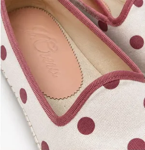 J. Crew Cream Canvas Flats with Rose Polka Dots size 8.5 thumbnail 1