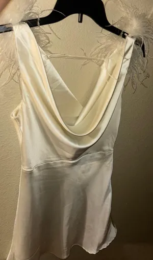 Forever 21 Feather-Trim Satin Slip Dress thumbnail 2