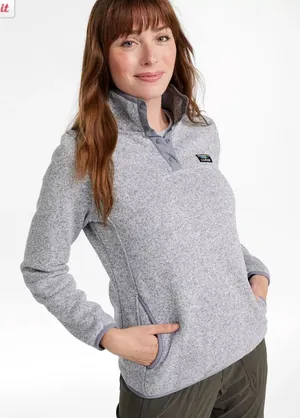 L.L.Bean Sweater Fleece Pullover pewter medium Gray thumbnail 1