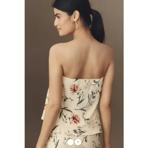 By Anthropologie Silky Waves Strapless Woven Blouse thumbnail 4