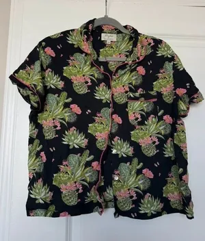 Crafted in Mahogany 100% Cotton Cactus novelty print pajama top thumbnail 1