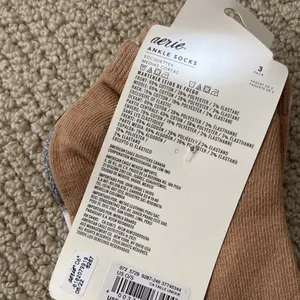 Aerie Women’s Ankle Socks Pack of Three Brown White Tan O/S One Size Cotton NWT thumbnail 5