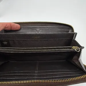 Coach Brown Croc Embossed Leather Zip Wallet thumbnail 4