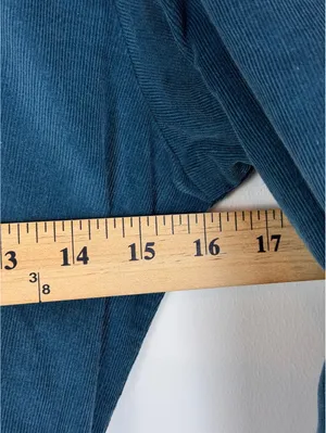Gull Island Vintage Blue Corduroy Belted Shirt Dress Size 8 Puff Sleeve Midi thumbnail 10