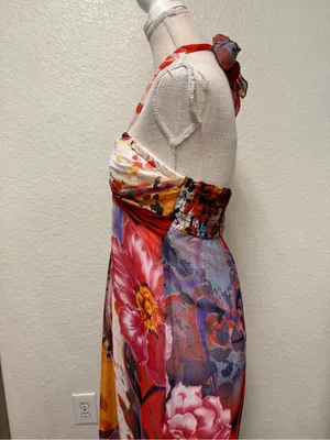 Xhilaration Floral Halter Maxi Dress Size Medium thumbnail 7