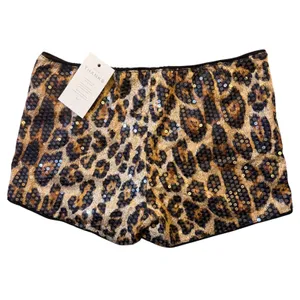 NWT MAKEMECHIC Cheetah Print Sequin Micro Shorts Low Rise‎ Y2K Medium thumbnail 5