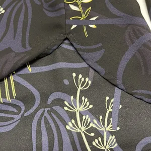 LOFT Black and Navy CrewNeck Floral Long Sleeve Blouse with Side Slits- Medium thumbnail 12