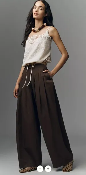 Anthropologie Maeve Pleated Barrel Trousers thumbnail 1