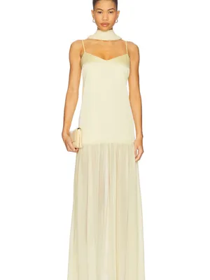 Show Me Your MuMu Dalia Maxi Dress in Pale Yellow thumbnail 2