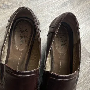 Life Stride Brown Leather Heeled Loafers Size 9 Medium thumbnail 3