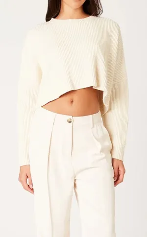NWT NIA Cream Arianna Ribbed Knit Sweater thumbnail 1