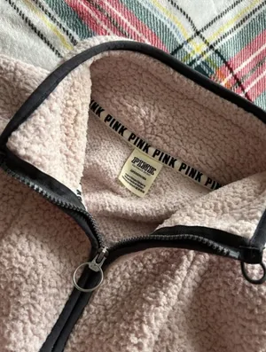 vs pink sherpa sweater thumbnail 2