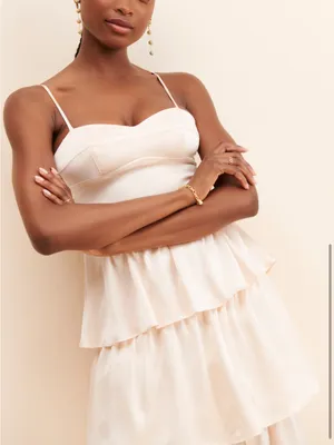 Amanda Uprichard Rosalia Tiered silk dress light pink blush medium thumbnail 2