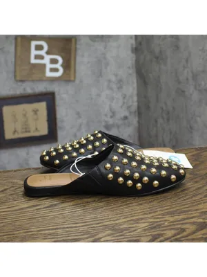A New Day Womens Channing Studded Slip on Mule Flats Jet Black / Gold 7.5M thumbnail 6