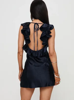 NWOT Princess Polly Butacup Frill Mini Dress Navy thumbnail 4