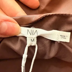 NIA Anthropologie Brown Faux Leather Draped Corset Top Square Medium NEW thumbnail 6