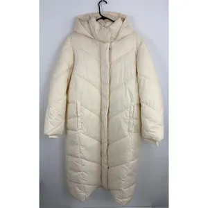 Banana Republic Factory Water Resistant Puffer Jacket Long Cream Parka Size XL thumbnail 2