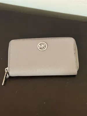 Michael Kors Silver MK Logo Gray Saffiano Wallet thumbnail 5