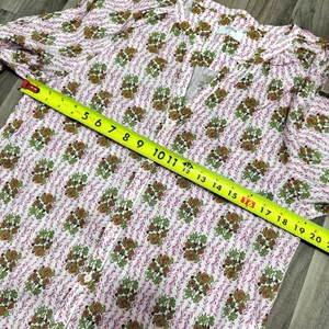 UNTUCKit Carrie Cotton Raglan Sleeve Blouse Pink Green Floral Medallion Size M thumbnail 5