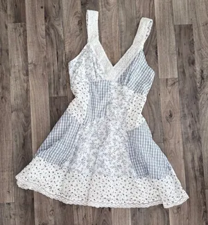 American Eagle coquette cottagecore patchwork Lace Inset Mini Dress thumbnail 2