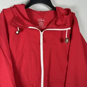 LL Bean Jacket Womens‎ XS Red Lightweight Windbreaker Hooded Adirondack Outdoor thumbnail 2