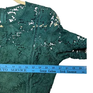 Minuet Emerald‎ Green Floral Lace Cocktail Dress Sheath 3/4 Sleeve Small NWT thumbnail 6