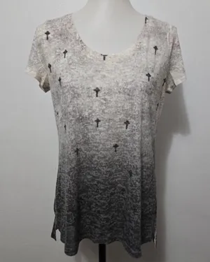 Daytrip Gray Burnout Cross Scoopneck Short Sleeve Tee Size Large thumbnail 2