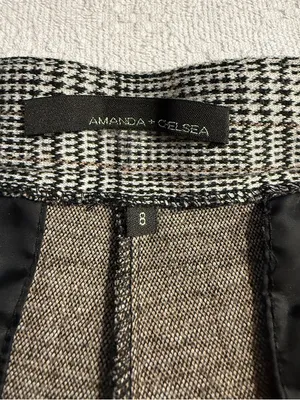 Amanda+ Chelsea Plaid Straight-Leg Dress Pants in Black and White thumbnail 6